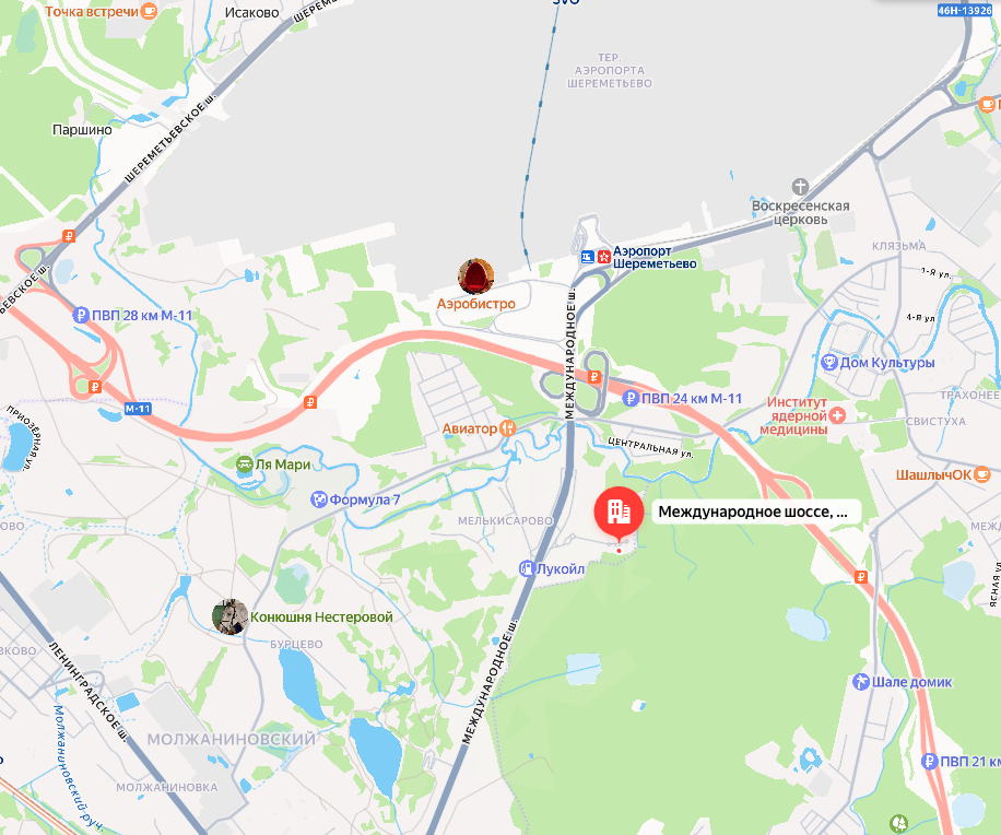 Карта: Москва, Международное шоссе, 28Б